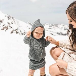 Rylee + Cru Charcoal Knit Baby Tassel Cardigan Sweater